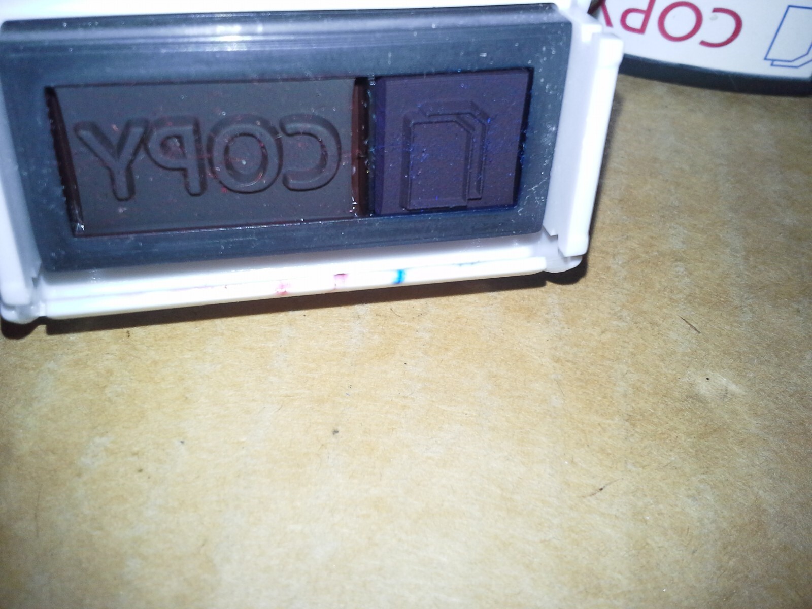 2PC. Accustamp2 Shutter Message Stamp Copy Red/Blue . Working. Both Needs ink
