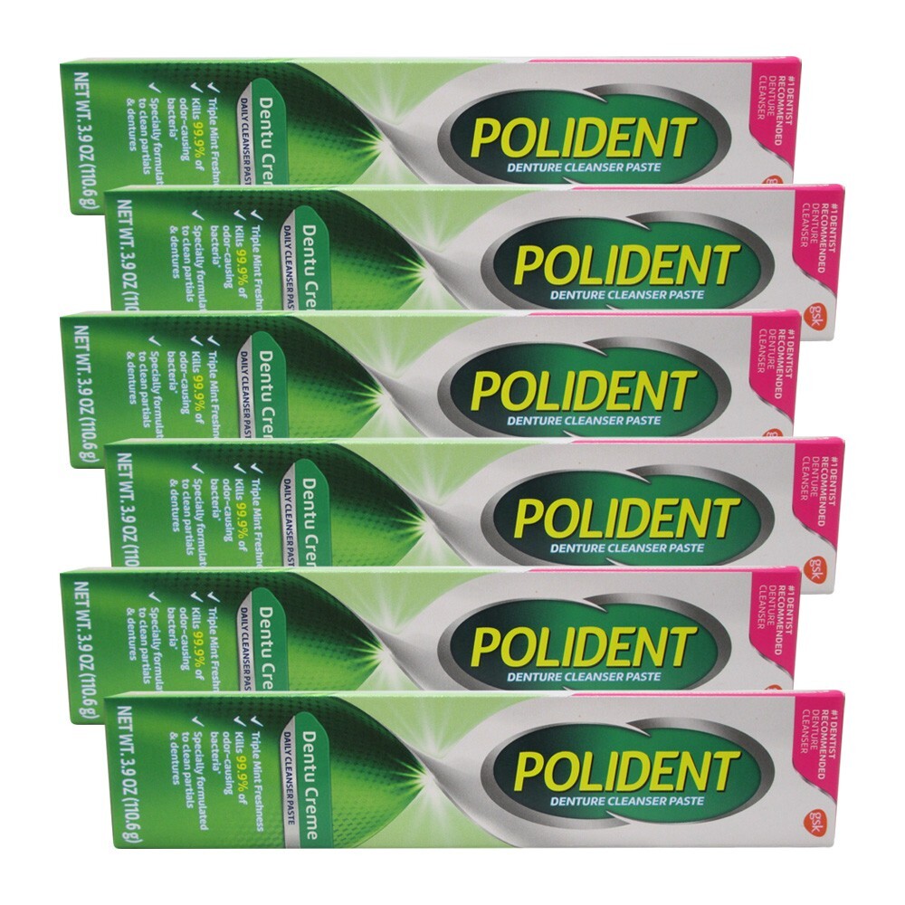 Polident Daily Denture Paste: Clean, Refresh, Protect - 6 Pcs