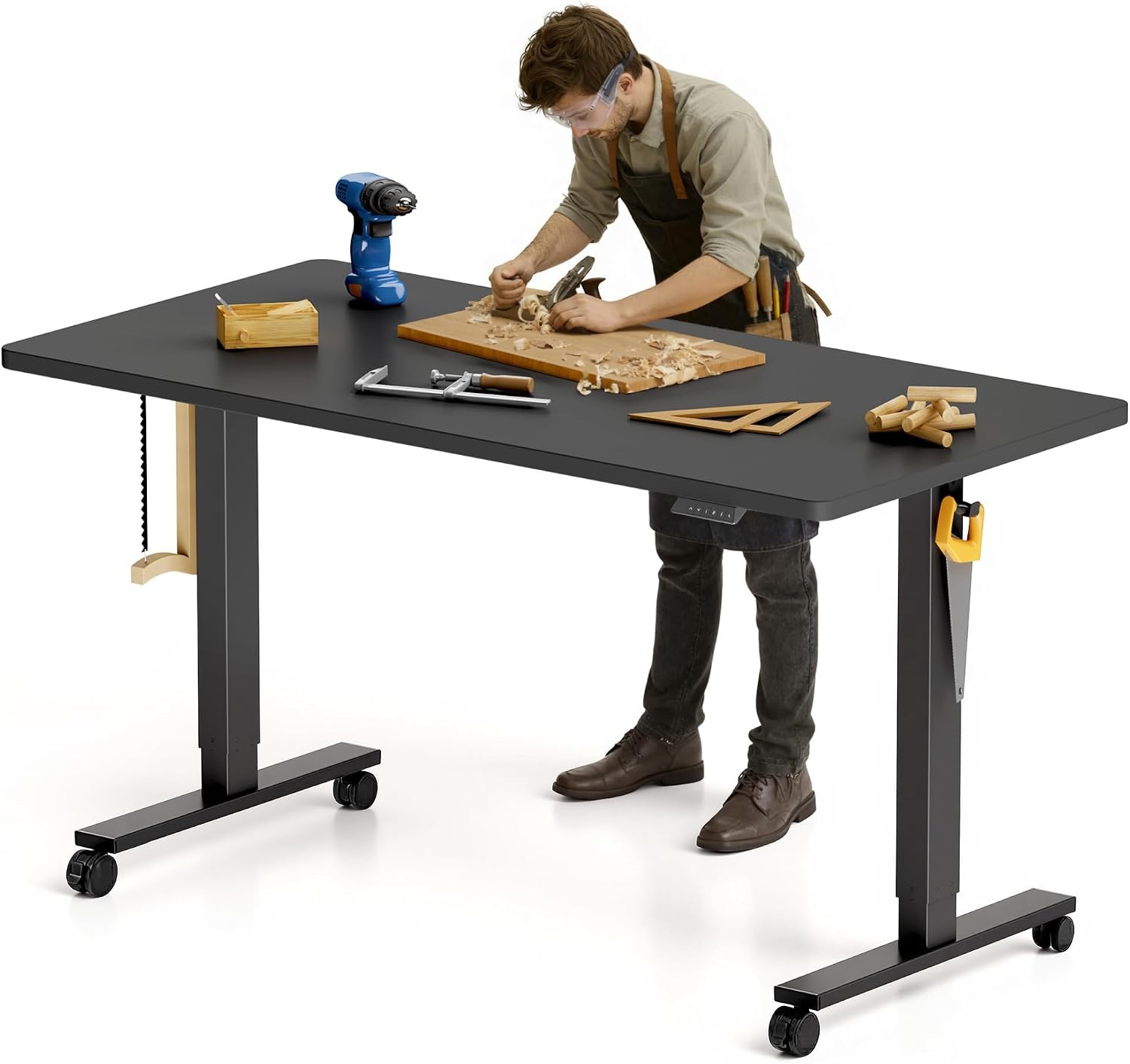 Electric Adjustable Workbench 55x28 Inches Ergonomic Worktable Garage Workshop