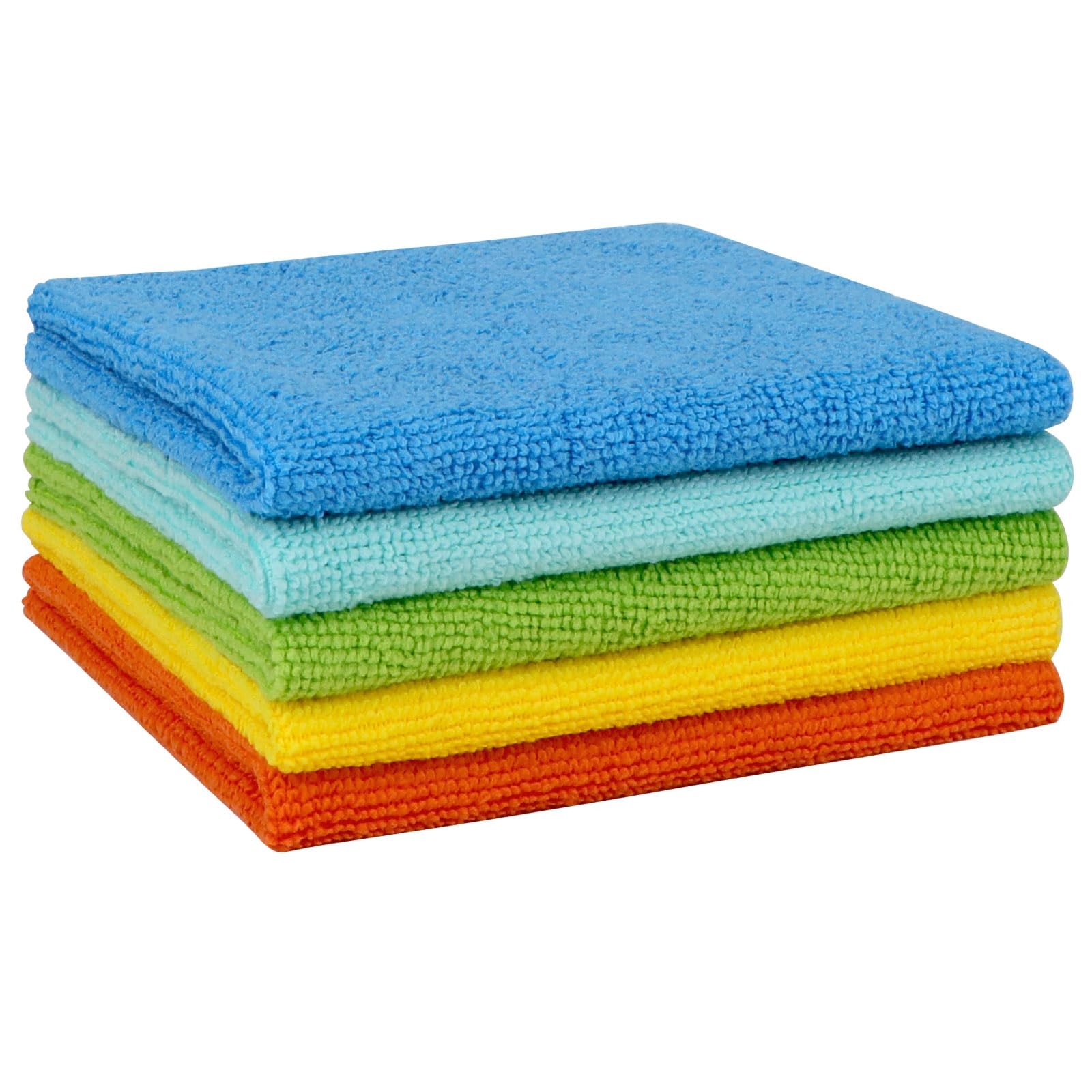 5 Pack 12x12 Inch Microfiber Cleaning Cloth Soft Absorbent Rags Kitchen Towels