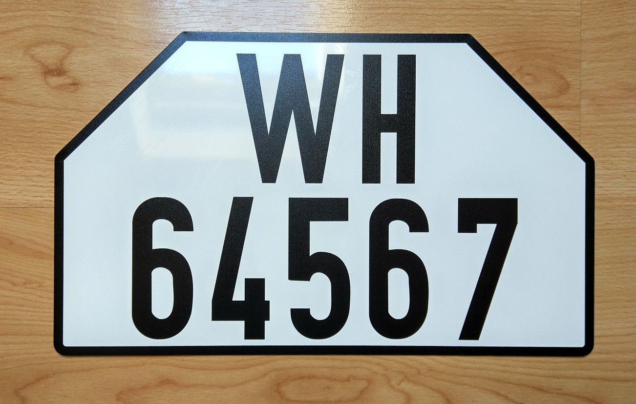 WWII WW2 German Army Wehrmacht Metal License Plate Number Replica Repro CUSTOM !