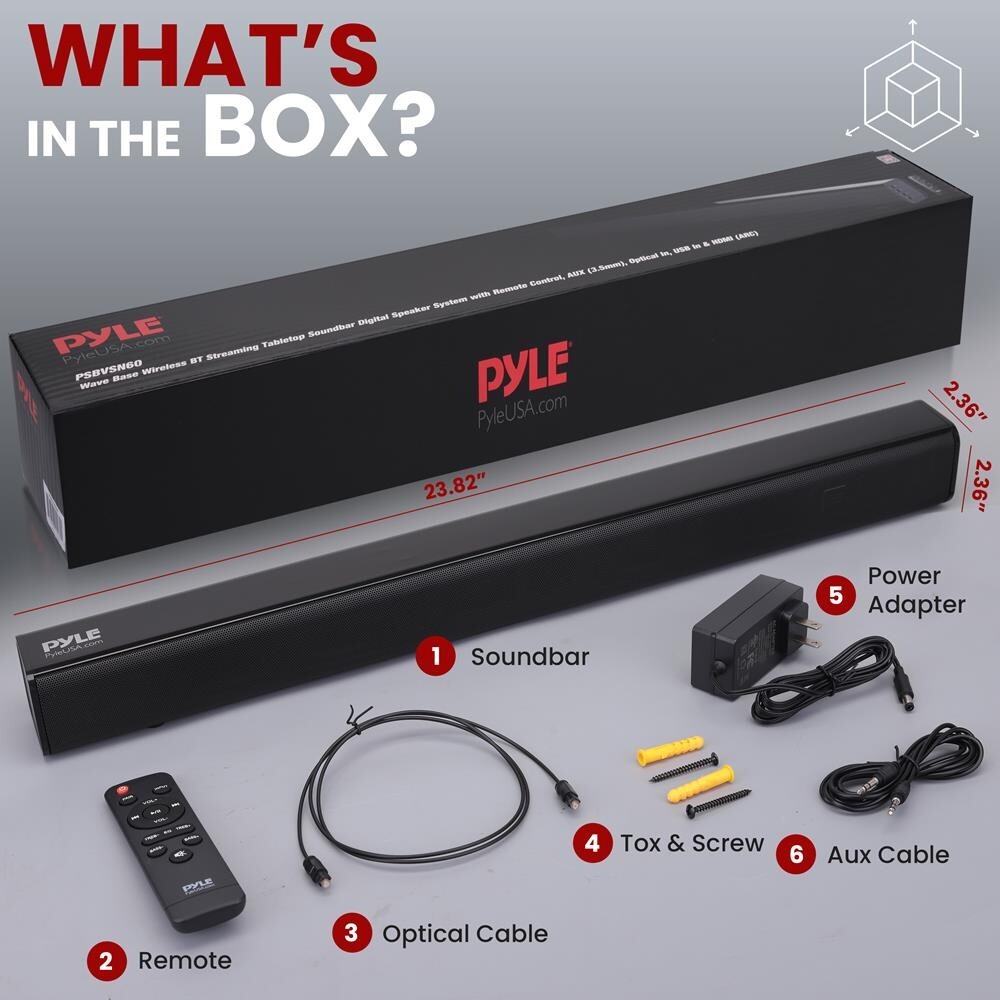 Pyle Wave Base Wireless BT Streaming Tabletop Soundbar Digital Speaker System