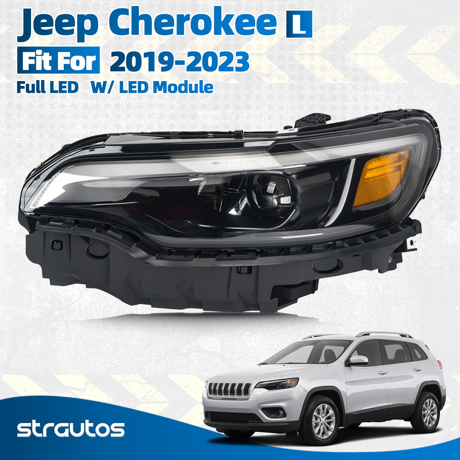 For 2019-2023 Jeep Cherokee Full LED Headlight w/ DRL Left Driver Side