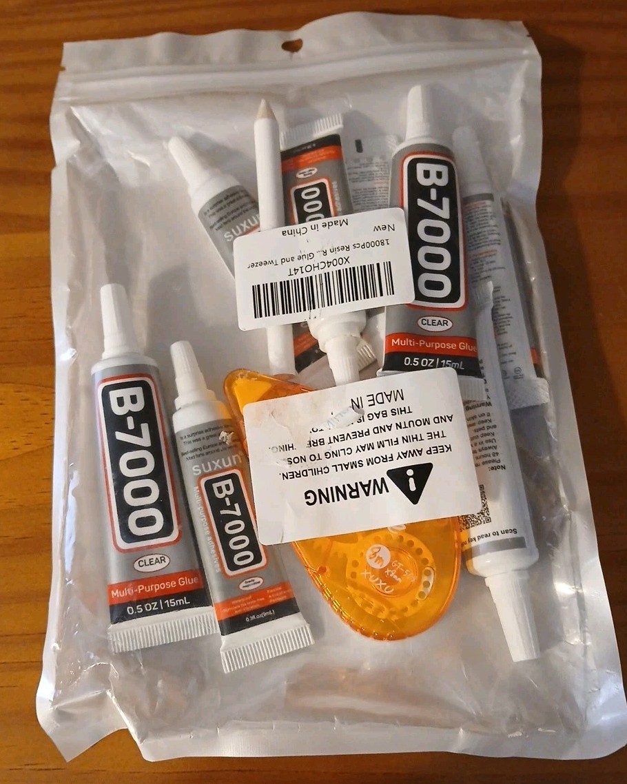B-7000 Glue Clear 4 Pk 15ml & 4 Pk 9ml Jewlery Phone Repair Adhesive & Glue Tape