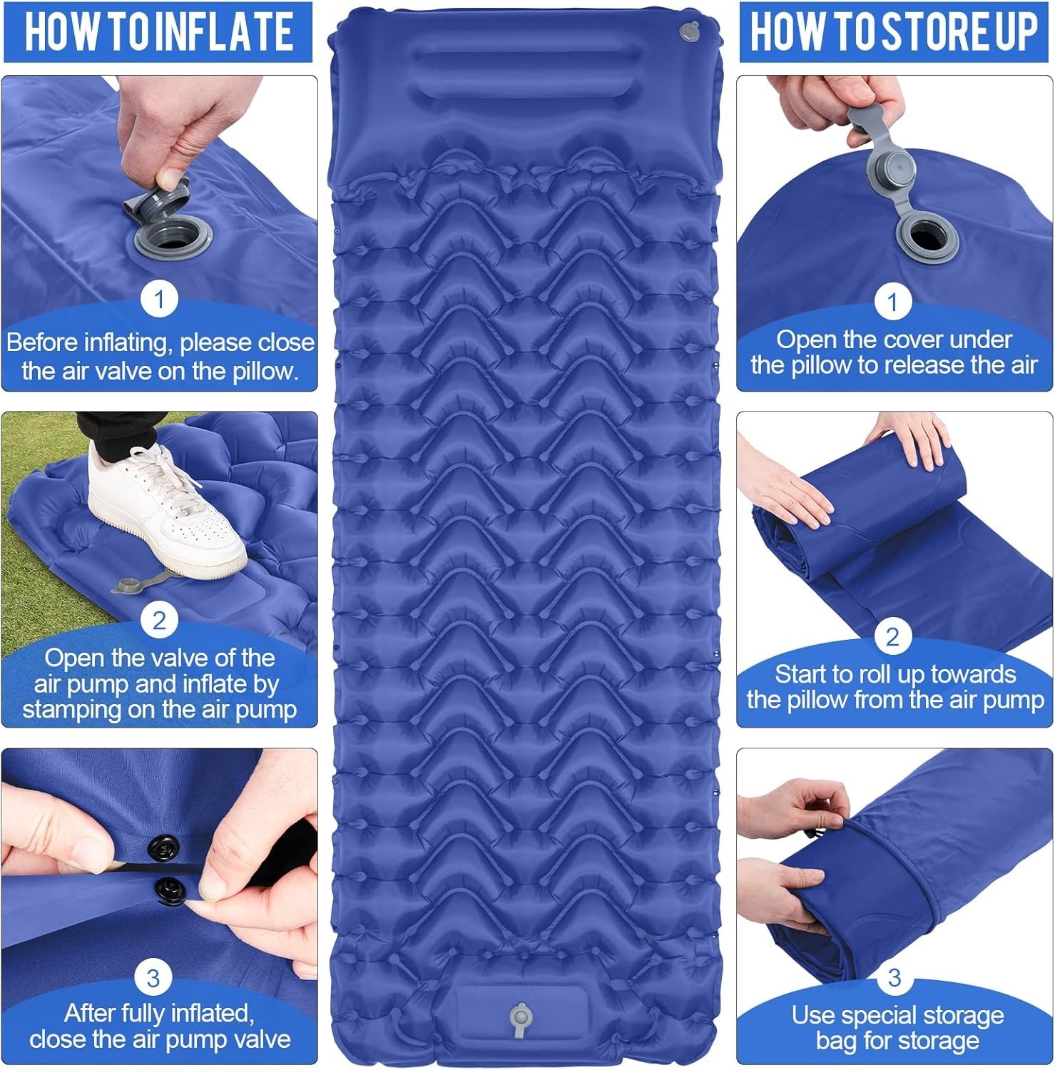 Colchoneta inflable ultraligera para acampar