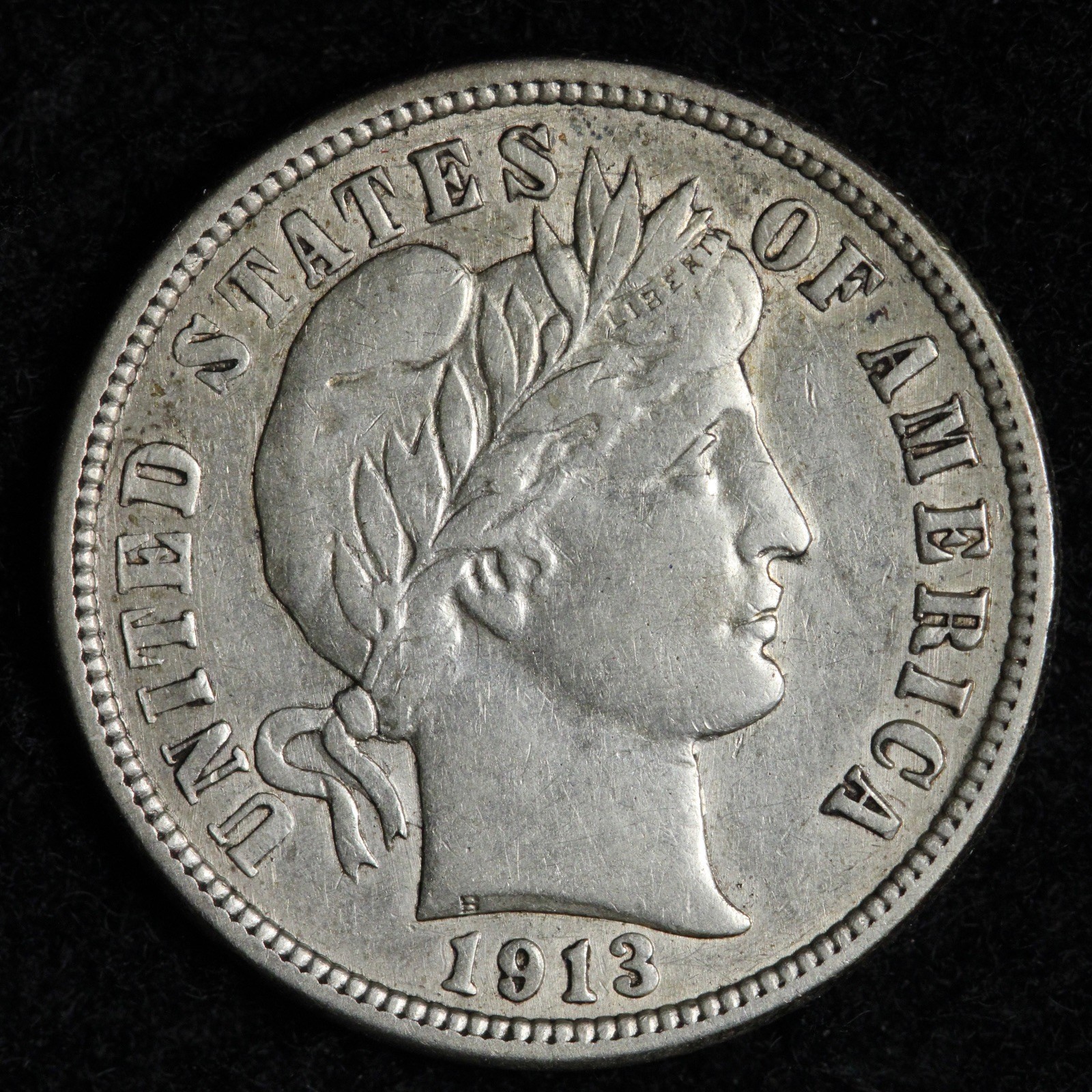 1913 Barber Silver Dime XF E311 RWCM
