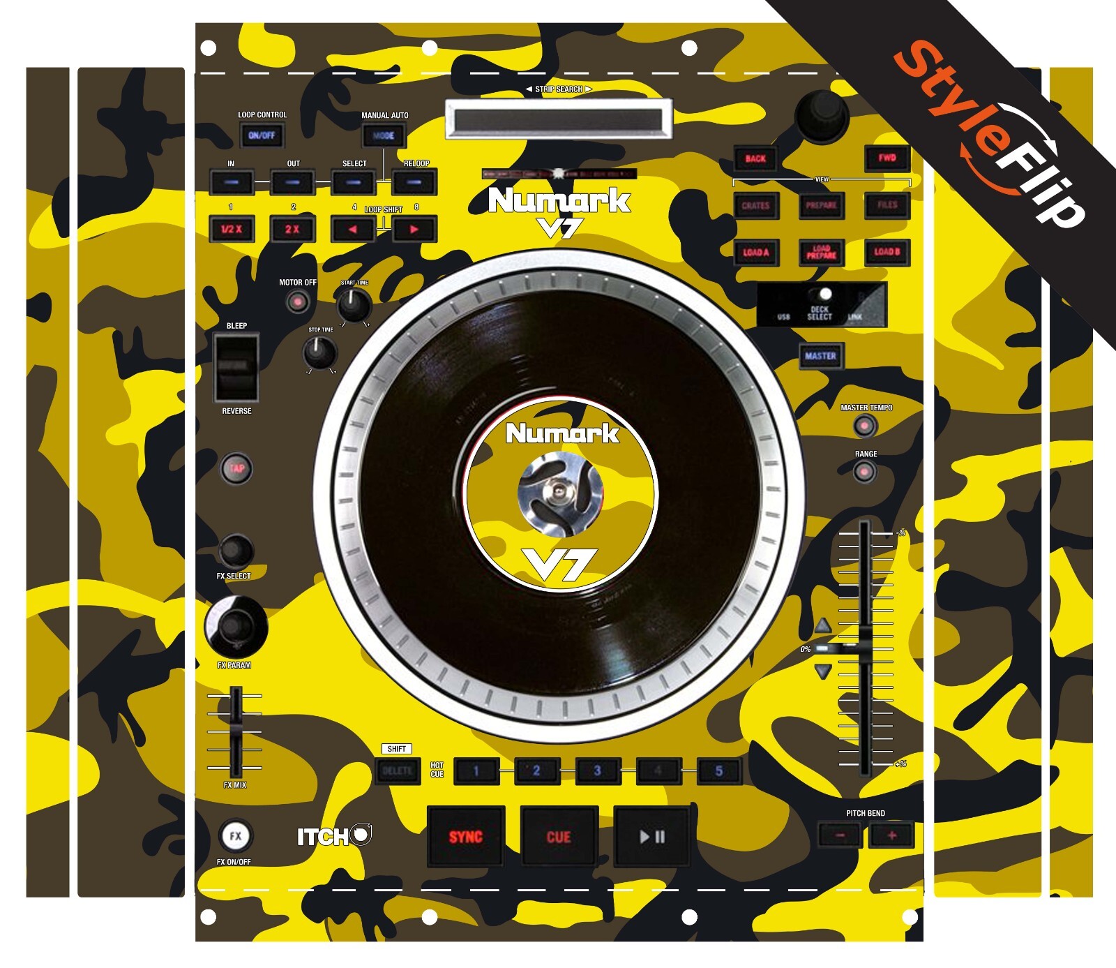 Numark V7 Skin | Color Yellow Camo | Protective Decal | StyleFlip Skins