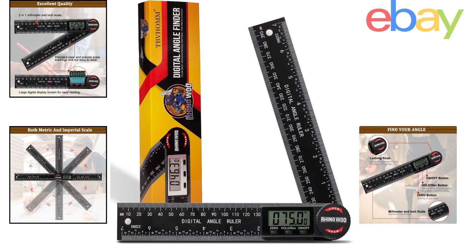 Modern Digital Protractor for Drafting and Carpentry with Reverse Measurement