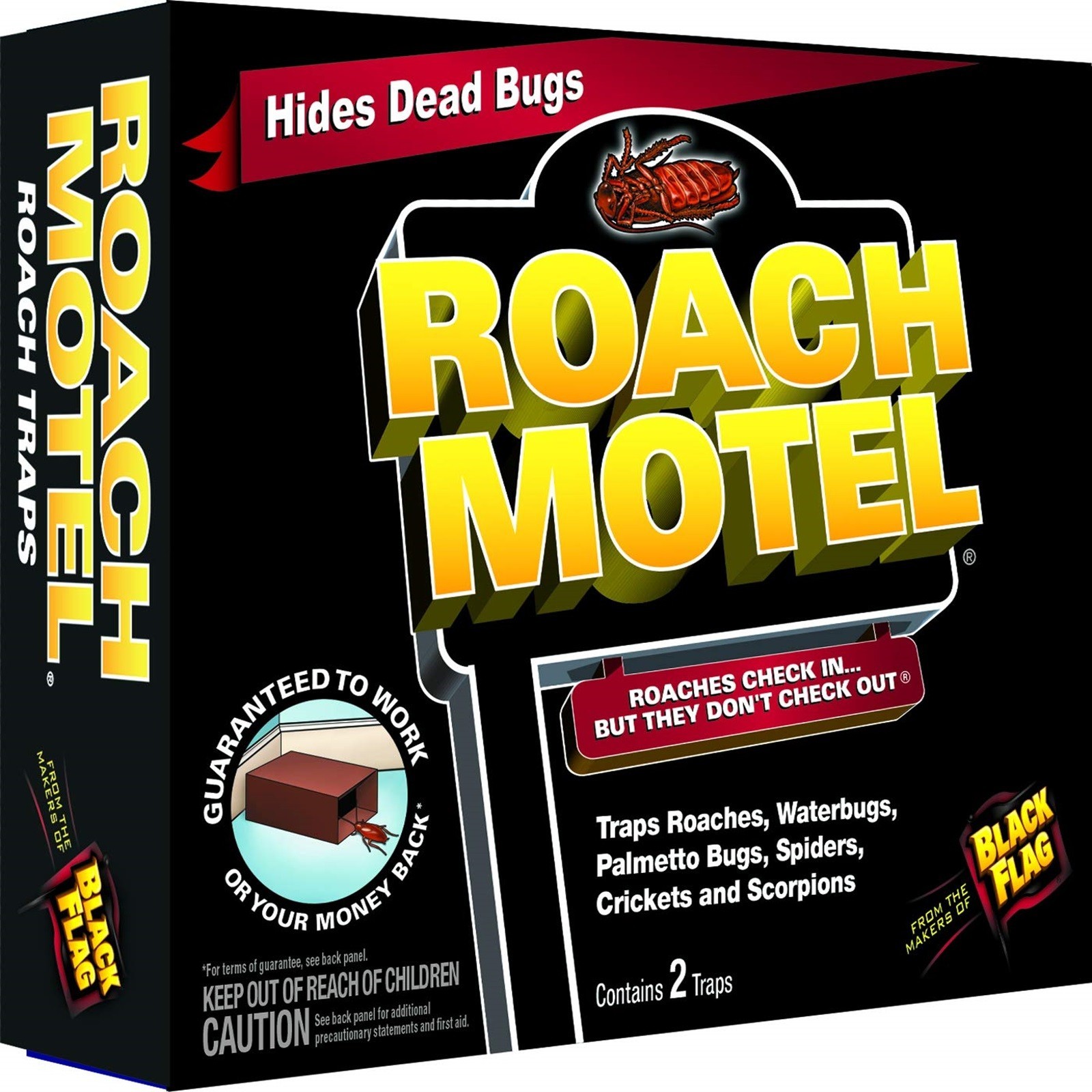 Black Flag Roach Motel Insect Traps, 2 Count, Cardboard & Adhesive, Small