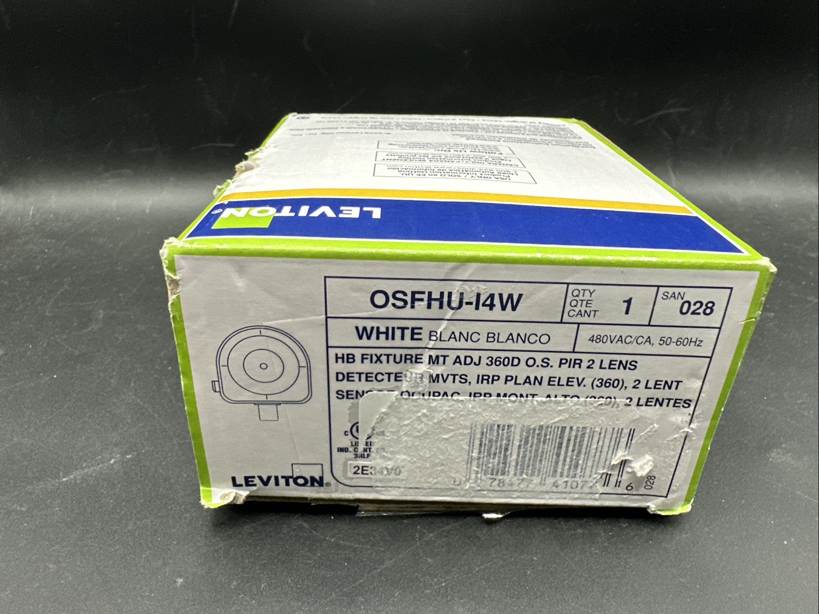 Leviton Occupancy Sensor, Fixture Mount, PIR, High Bay, 2 Interchangeable Lenses