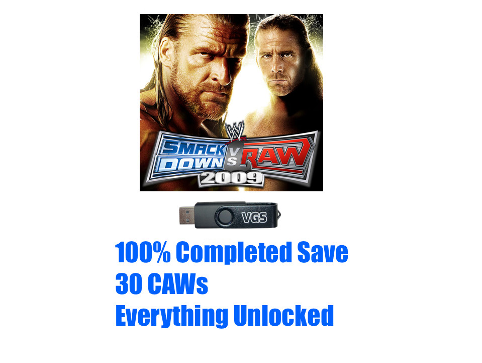 WWE Smackdown vs Raw 2009 Save File 30 CAWs - PlayStation 3 USB Memory PS3 09