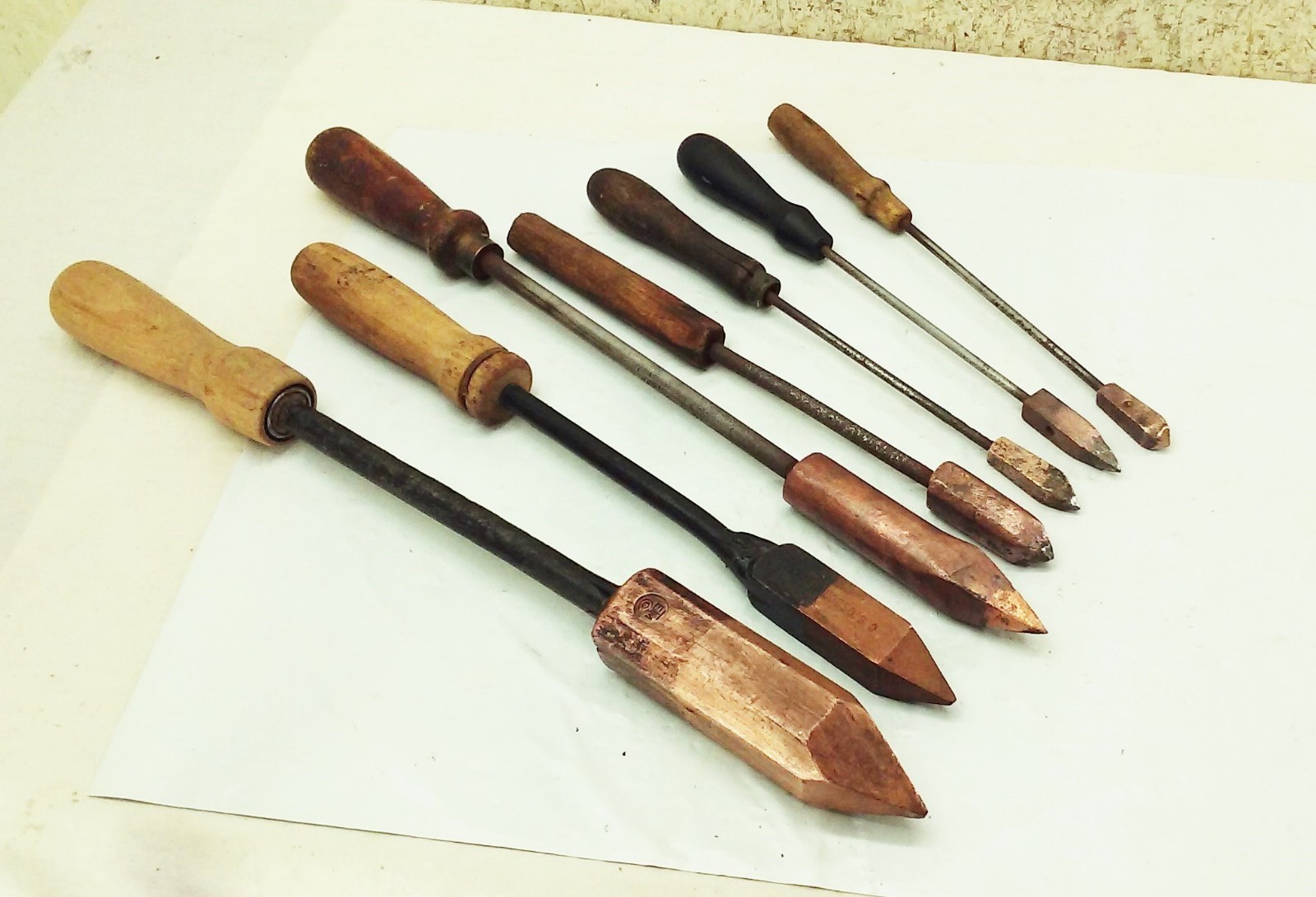 Vtg Antique Copper Soldering Irons wood handle Blacksmith Sheet Metal Tool LOT