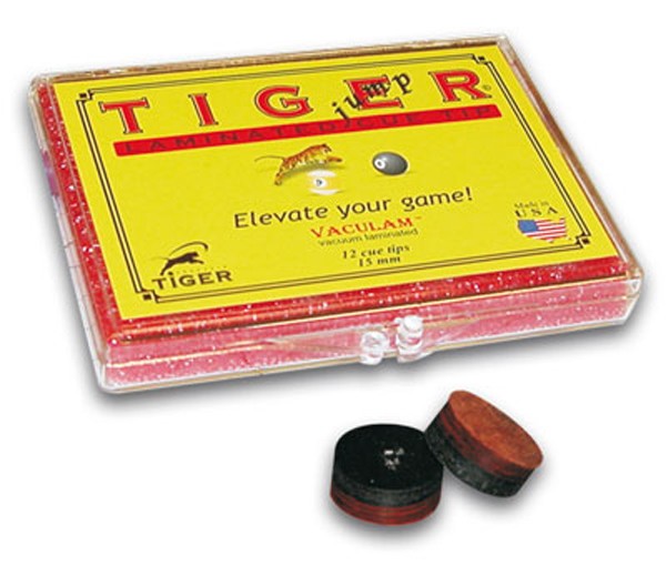 Tiger Jump/Break Tip 15mm Billiard Adhesive Leather