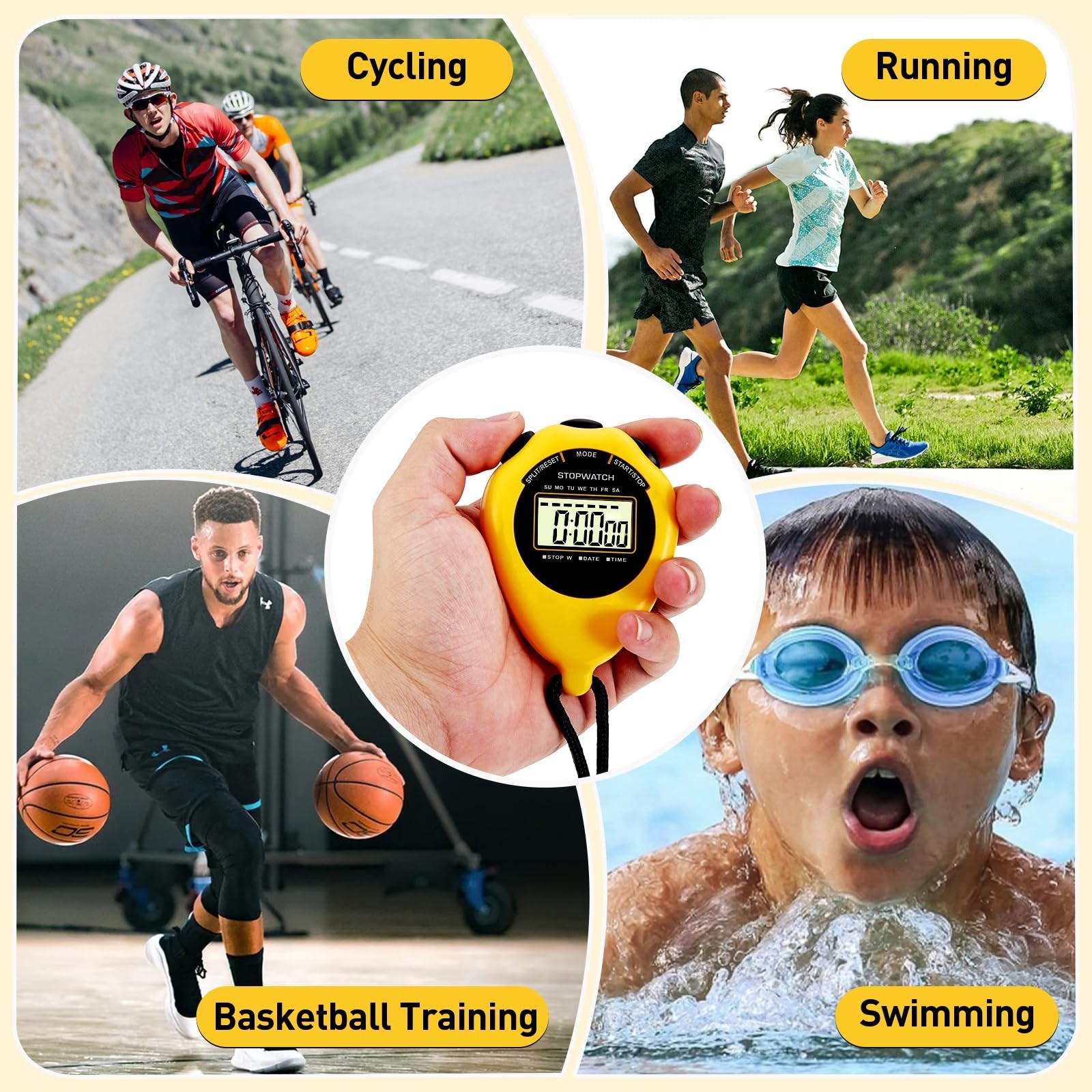 Stopwatch Sport Timer, 2 Pack Large Display Digital Stopwatch Timer with Date...