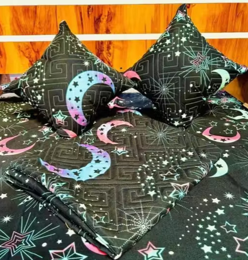 5 Pieces Bedding Set with 1 Pc Flat Bedsheet, 2 Pillow Covers ,2 Quilted IB 56