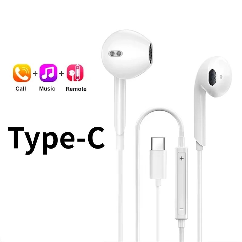 USB-C Type C Wired Headphones Earbuds for iPhone 16 15 Pro Max Plus, Samsung New