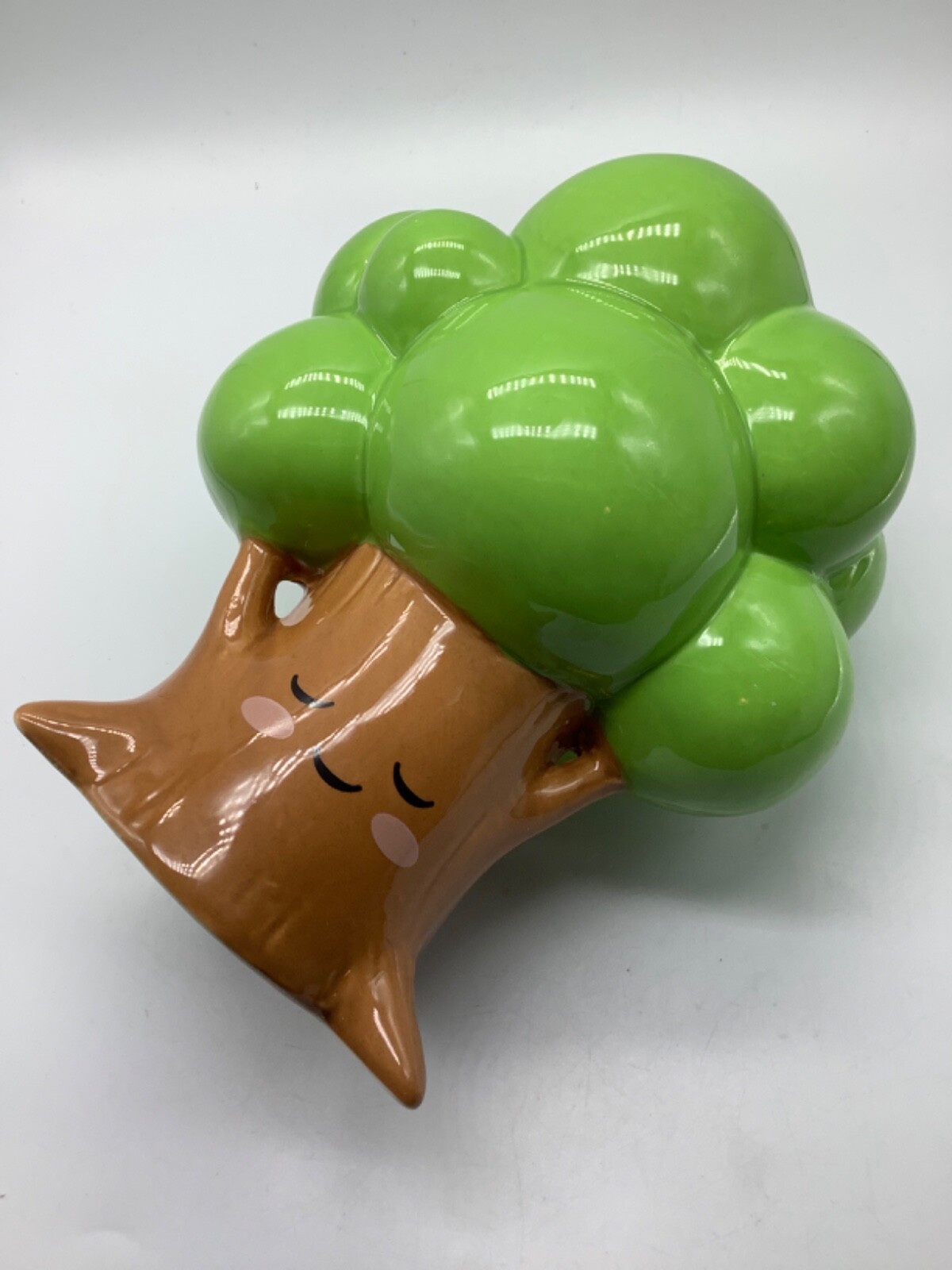 Ceramic Planter Grove Tree Shaped w/Smiley Face, Streamline Imagined, 7.25” Tall