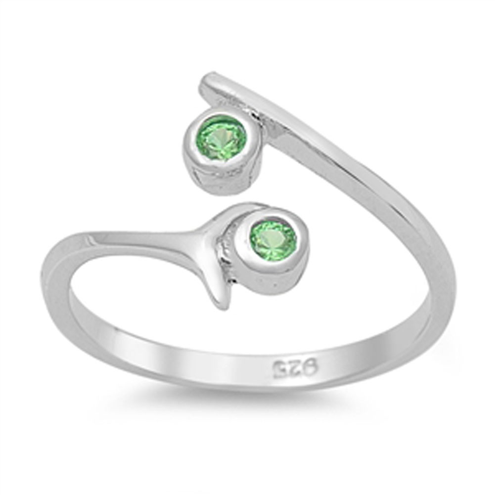 Round Simulated Green .925 Sterling Silver Toe Ring