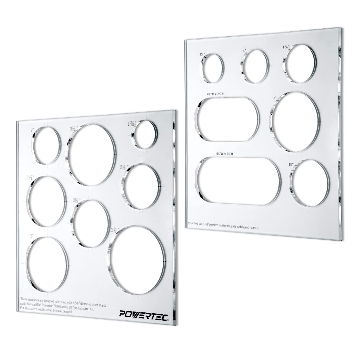 12x10 in Clear Acrylic Circle Router Template Grommet Inlay Woodworking Set of 2