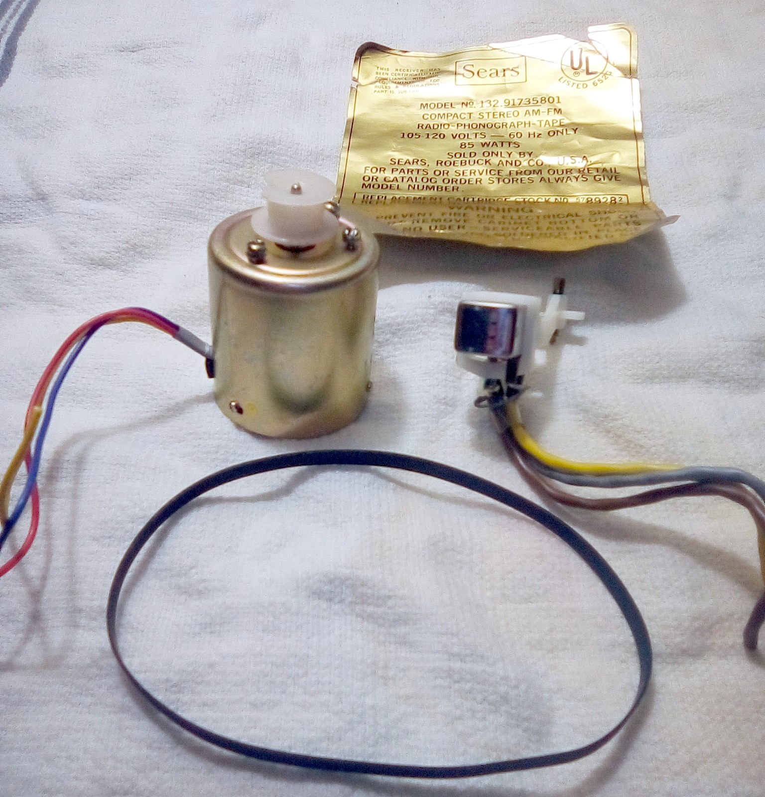 THE MOTOR,REC/PLAY HEAD & BAND PARTS FOR THE SEARS 8 TRACK RECORDER 13291735801