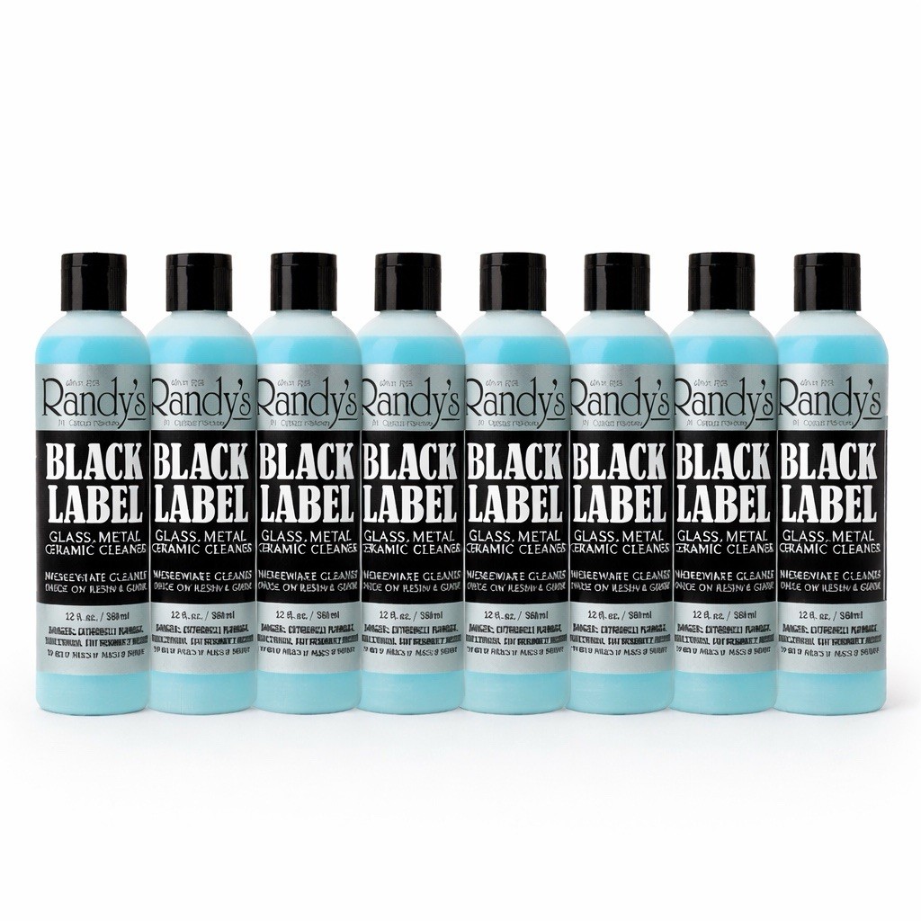 Randy’s Black Label Glass Cleaner – 8x 12oz Bottles – For Glass, Metal & Ceramic