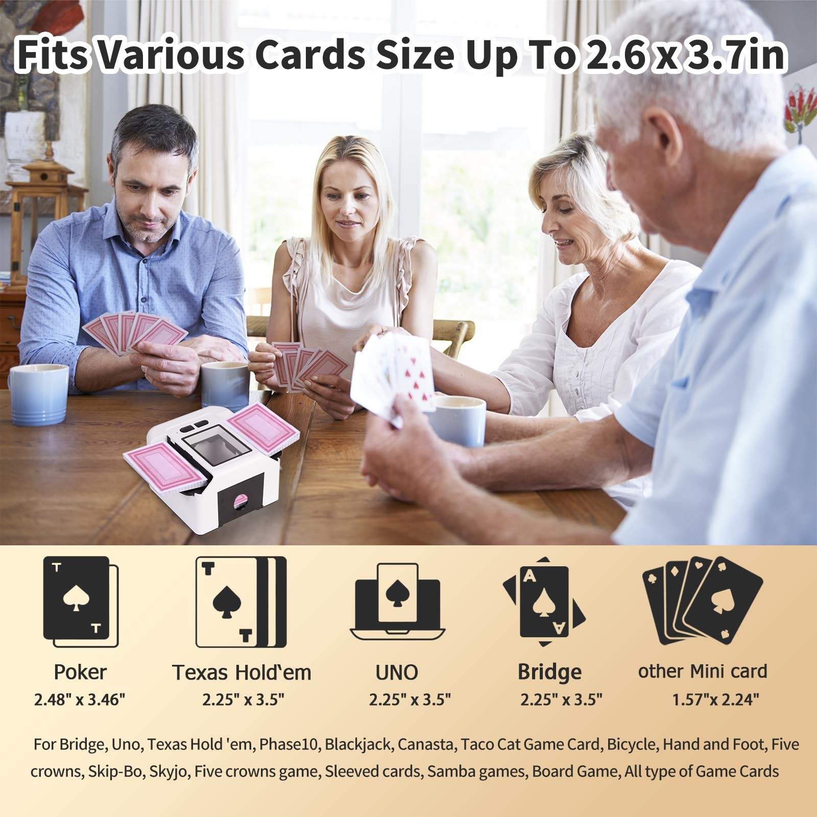 Automatic Card Shuffler 2 Deck, Quiet Card Shuffler Rechargeable, One-Press A...