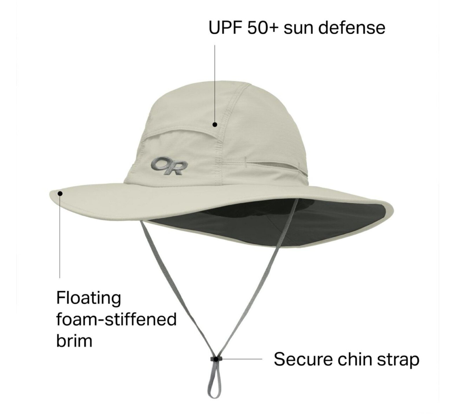 Outdoor Research OR Unisex Sombriolet Sun Hat Size XL Pewter UPF 50+