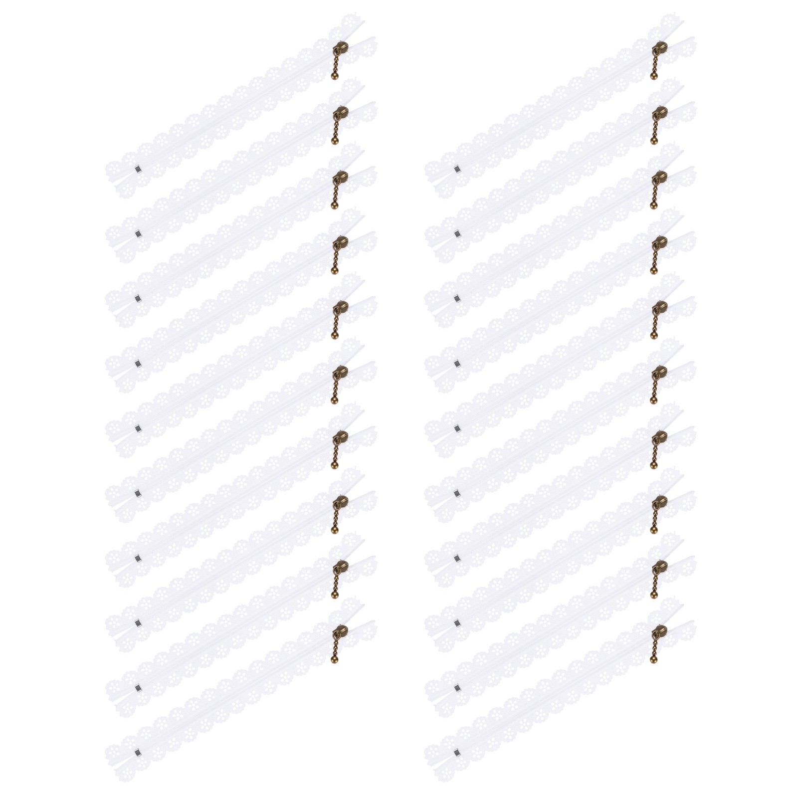 20-Pack Lace Zippers for Sewing, 7.3In Nylon Flower Crochet Zippers [White]