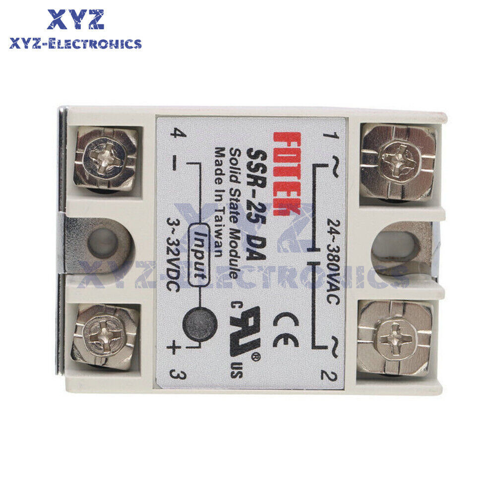 1-10PCS SSR-25DA Solid State Relay Module 25A DC 3V-32V Input AC 24V-380V Output