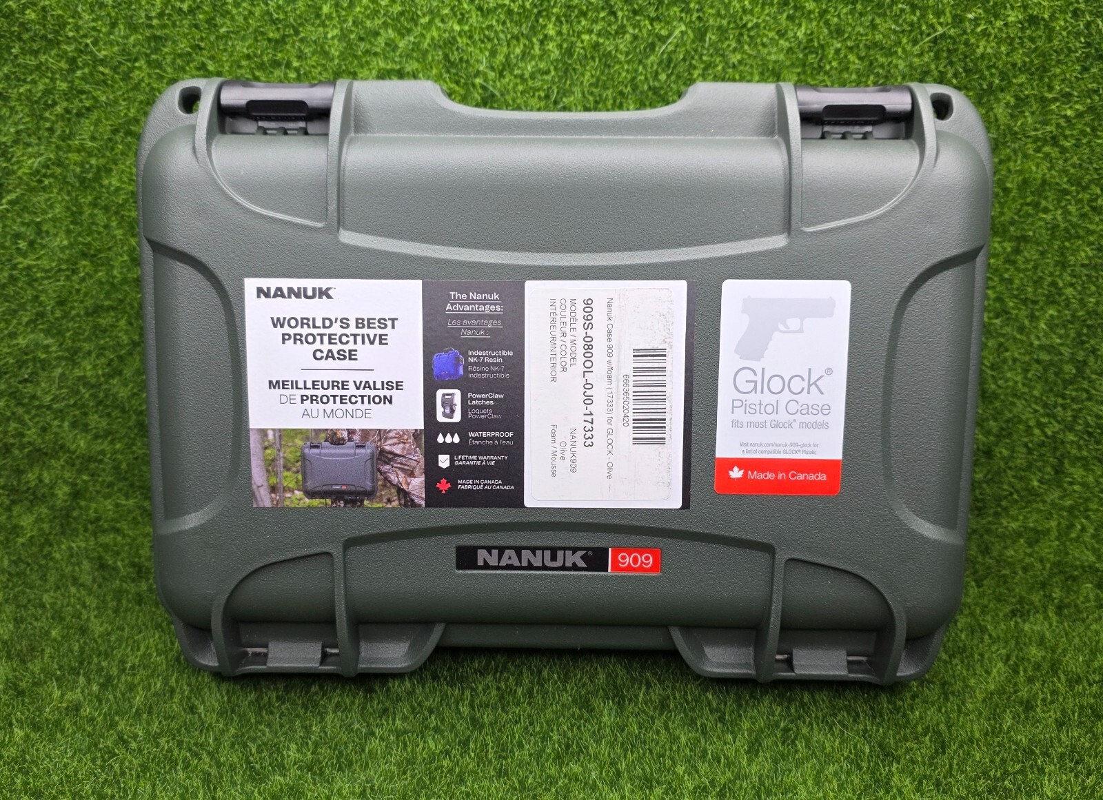 Nanuk Pistol Hard Case for Glock w/ Foam Cutouts, GREEN - 909S-080OL-0J0-17333