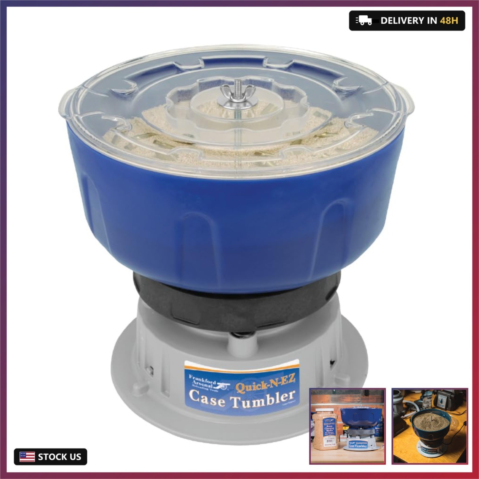 Frankford Arsenal Quick-N-EZ Vibratory Case Tumbler with Clear Viewing Lid and D