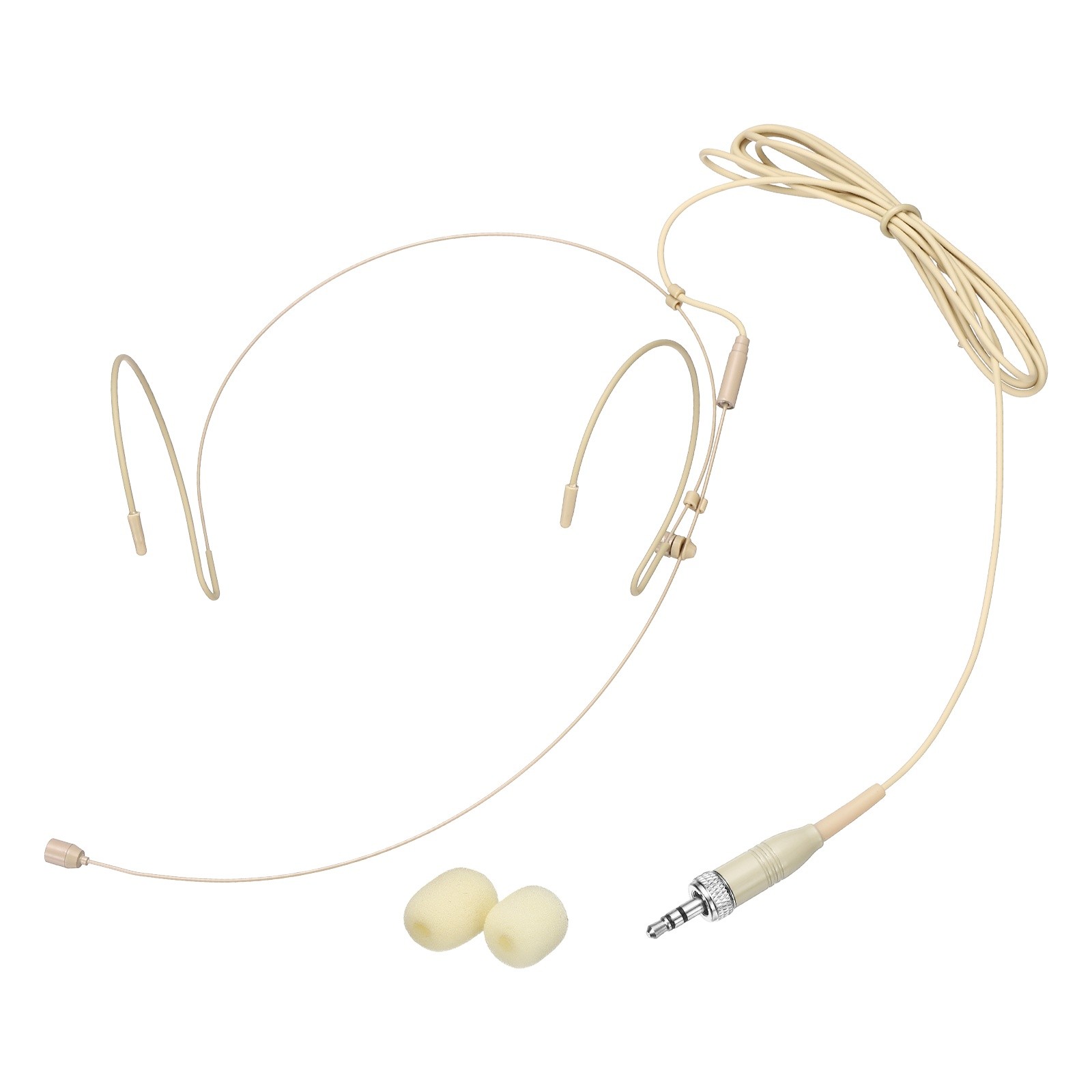 Ear Hook Microphone, Double Ear Headset with 3.5mm Female Screw Plug, Beige