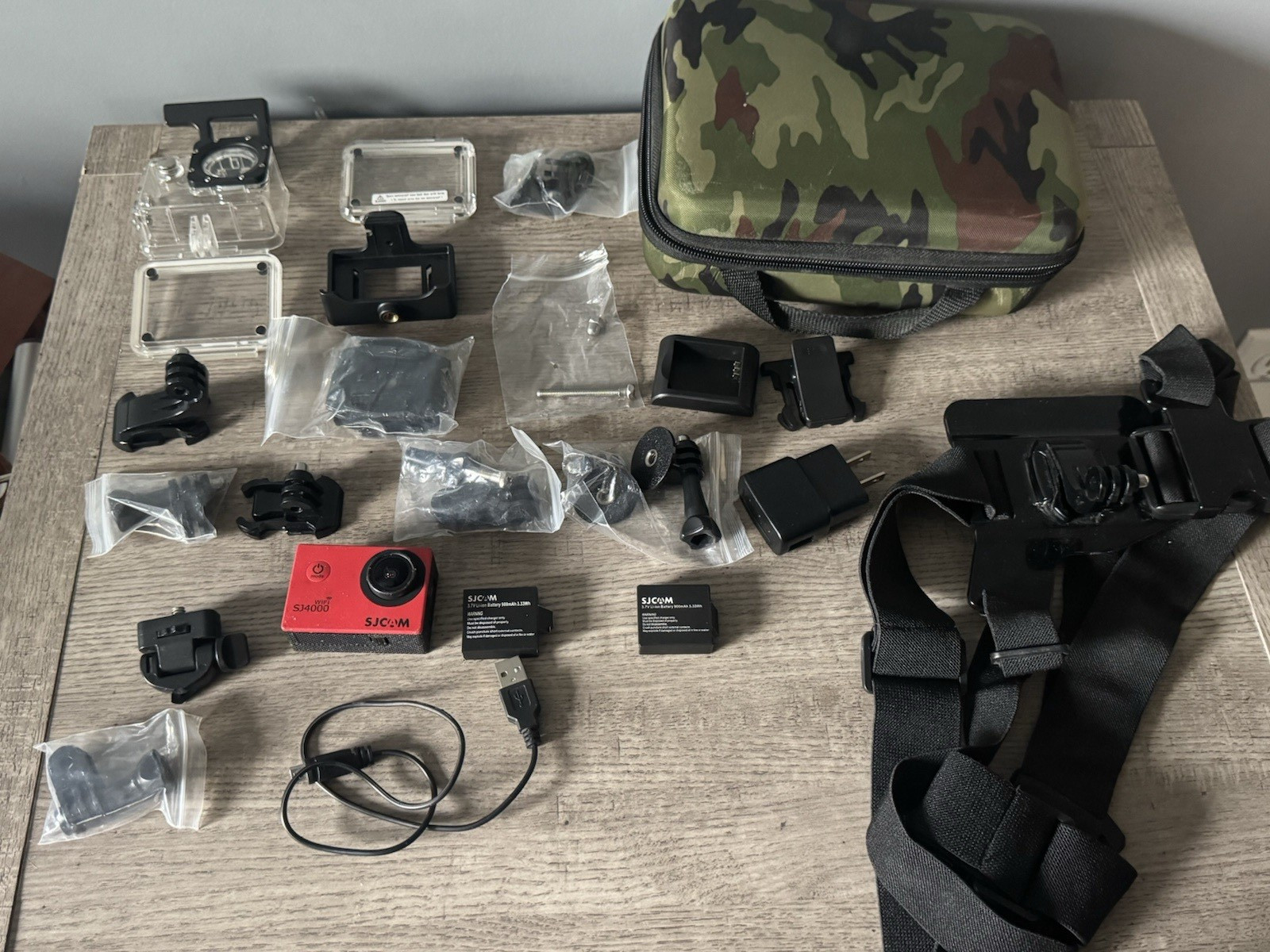 SJCAM SJ4000 Red Waterproof Action Camera Bundle w/ Case, 2 Batteries, Mounts