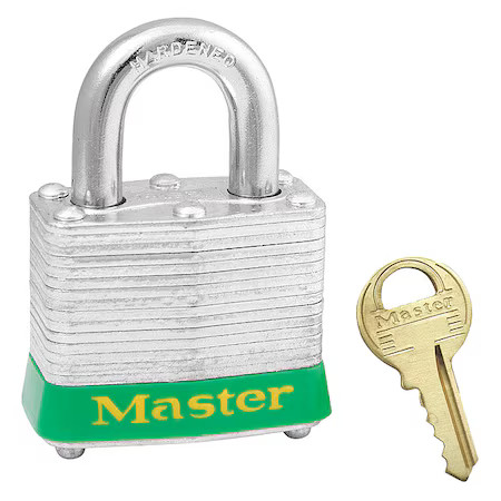 Master Lock 3Kagrn-0491 Lockout Padlock, Keyed Alike, Steel, Green, 3/4 In