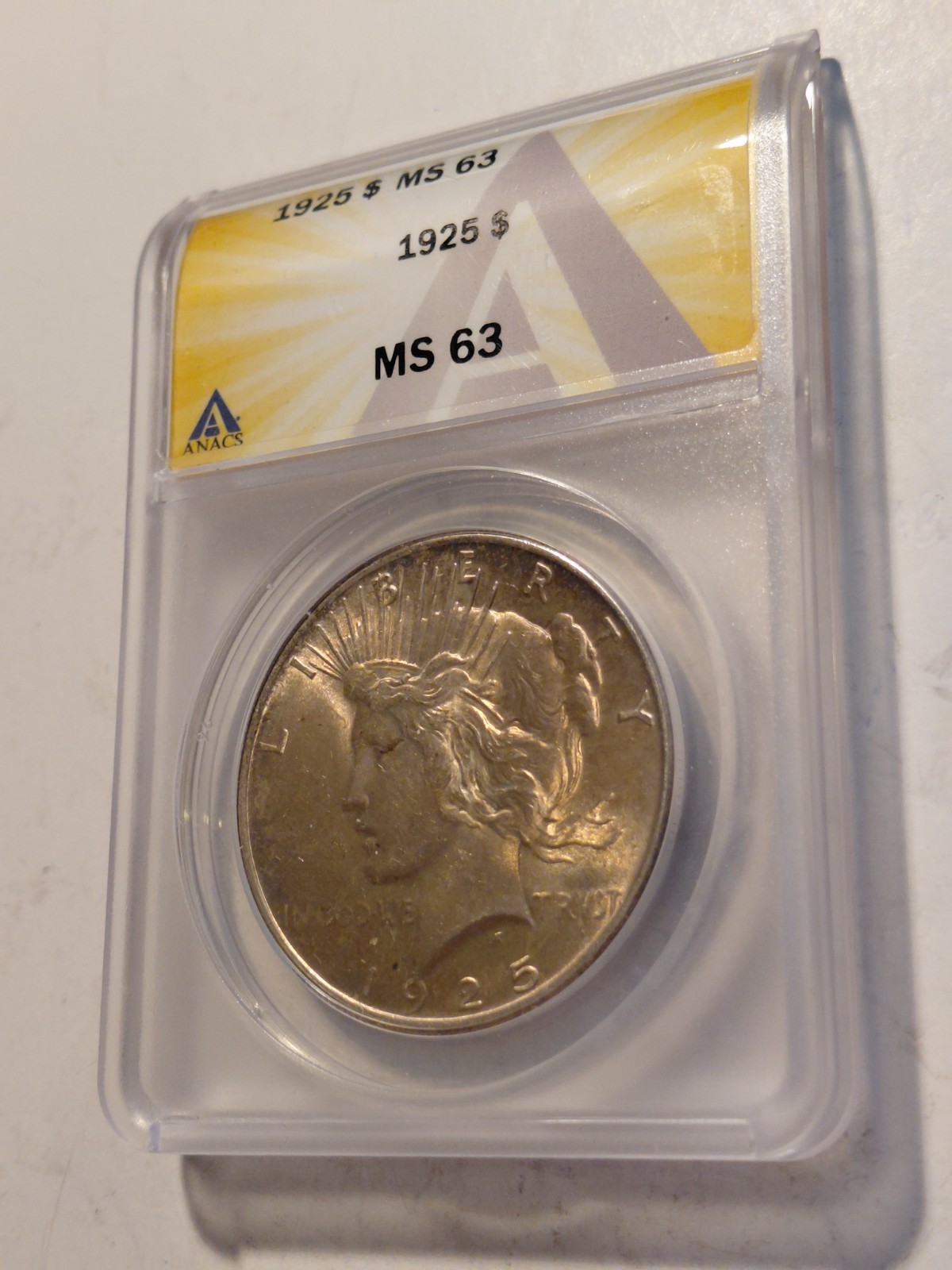 1925 Peace Dollar ANACS MS 63