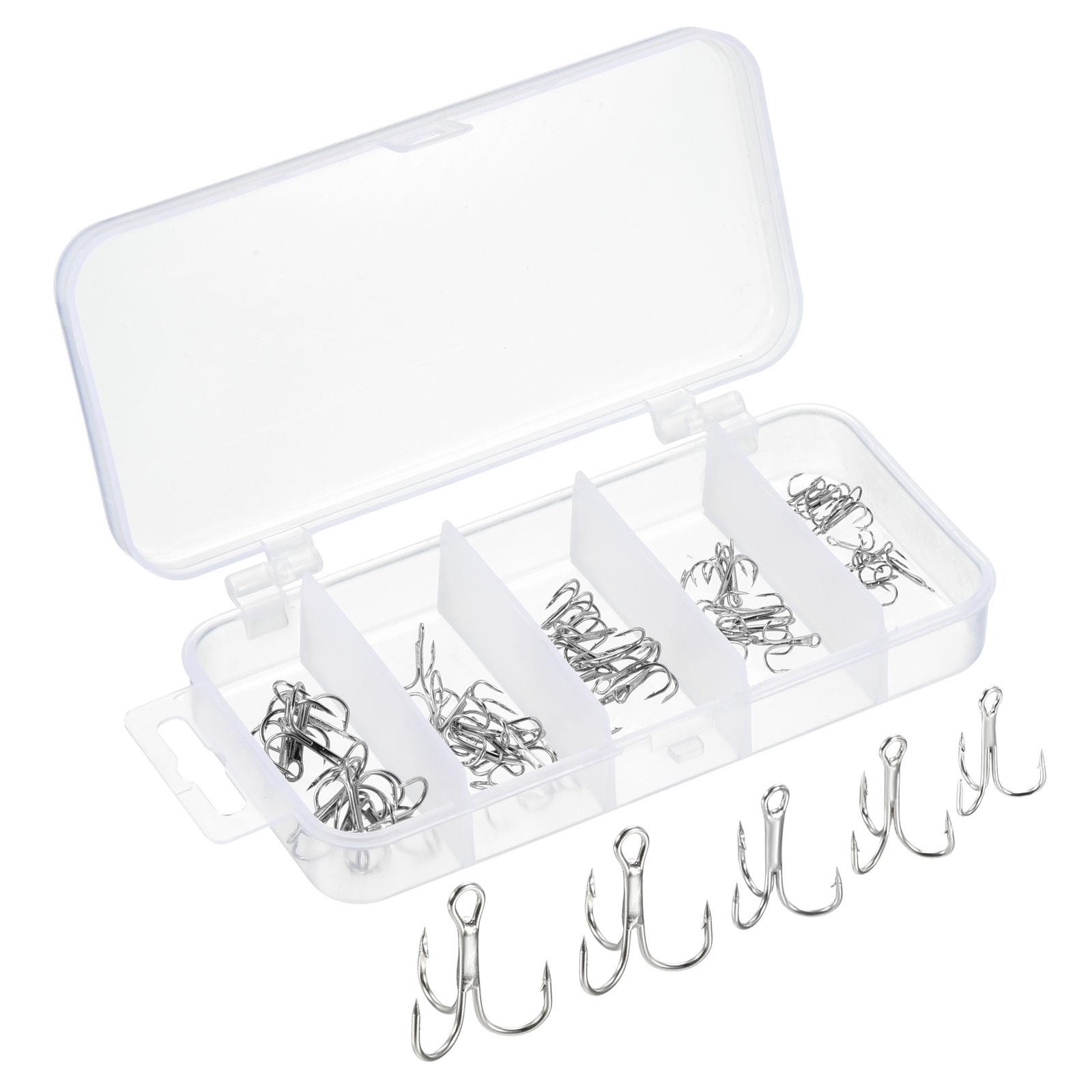 1Set 16#14#12#10#8# Treble Fish Hook Kit Carbon Steel Sharp Barb Bend Hook White