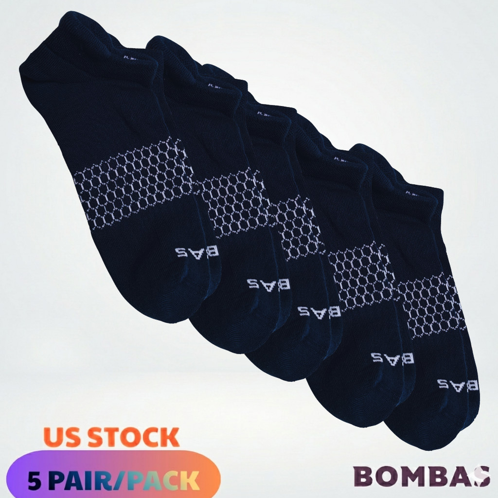 ⭐ 5 Pairs/Pack Authentic Bombas MEN Ankle Socks -Size L/Charcoal