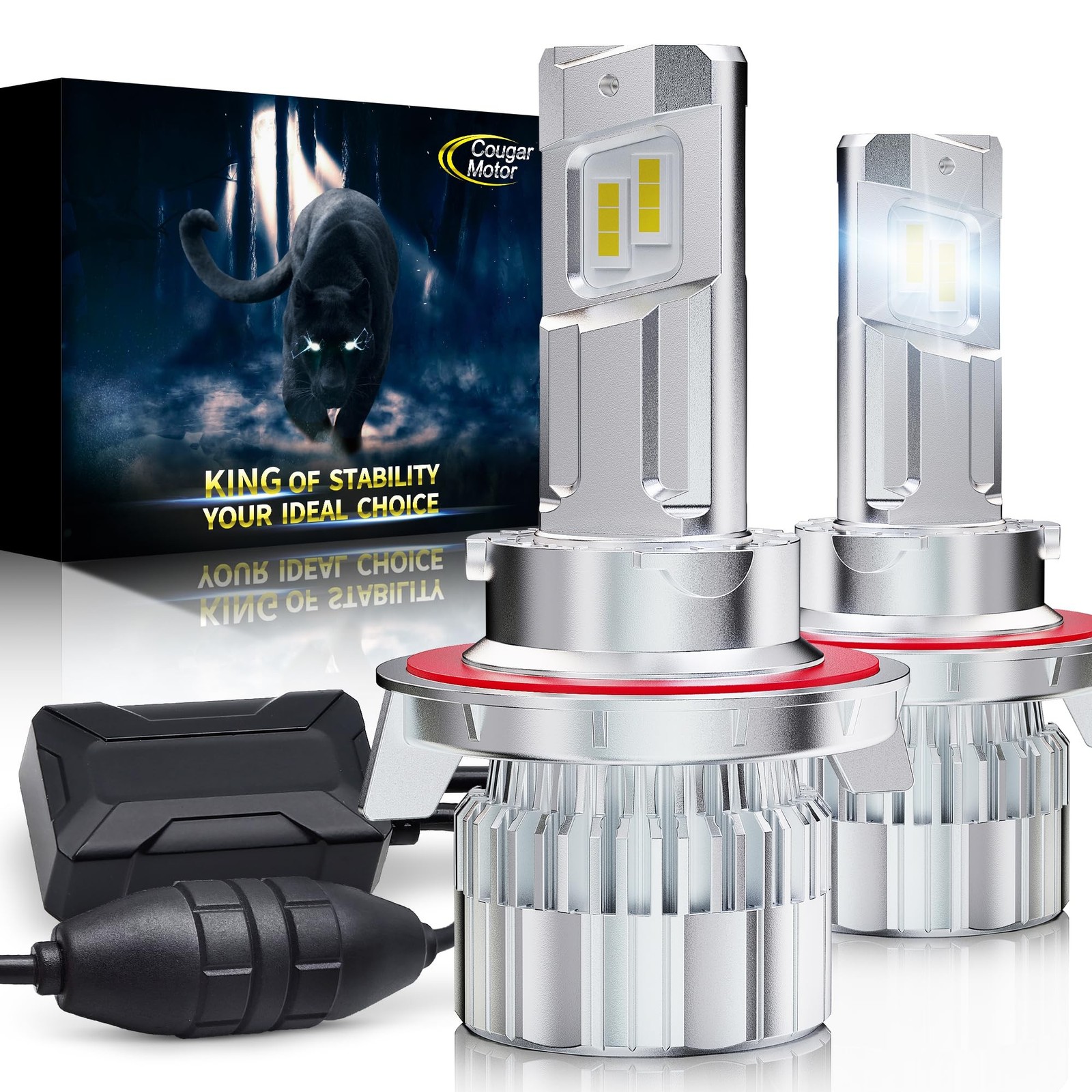 Cougar Motor H13 Bulb, 9008/H13 Double CANBUS with Turbo Cooling Fan 6500K Co...