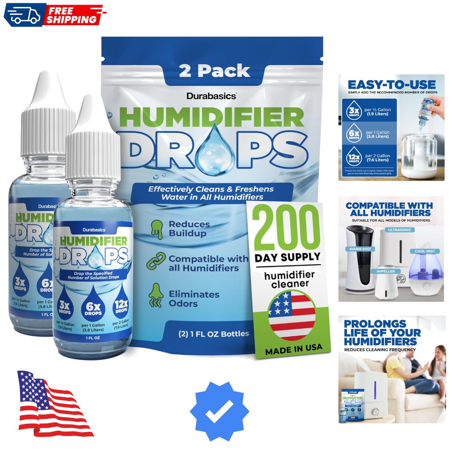 2 Pack] Humidifier Drops for Cleaning - Food Grade Humidifier Cleaner Slows B...