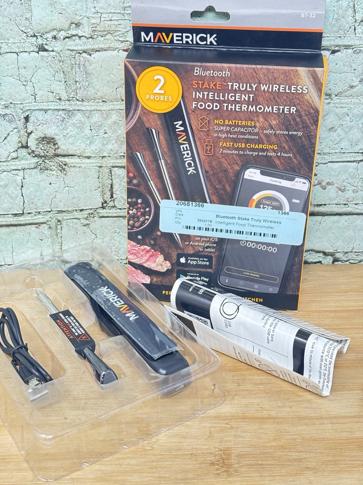 BT-32 Bluetooth Stake Wireless Intelligent Food Thermometer 2 Probes Maverick