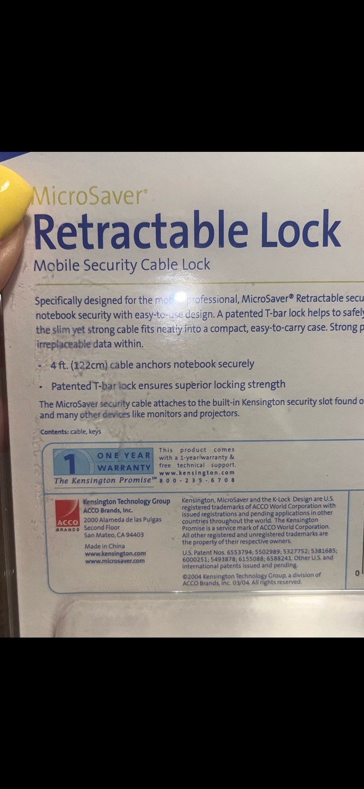 Kensington MicroSaver Retractable 4ft Cable & Lock: Security For Electronics