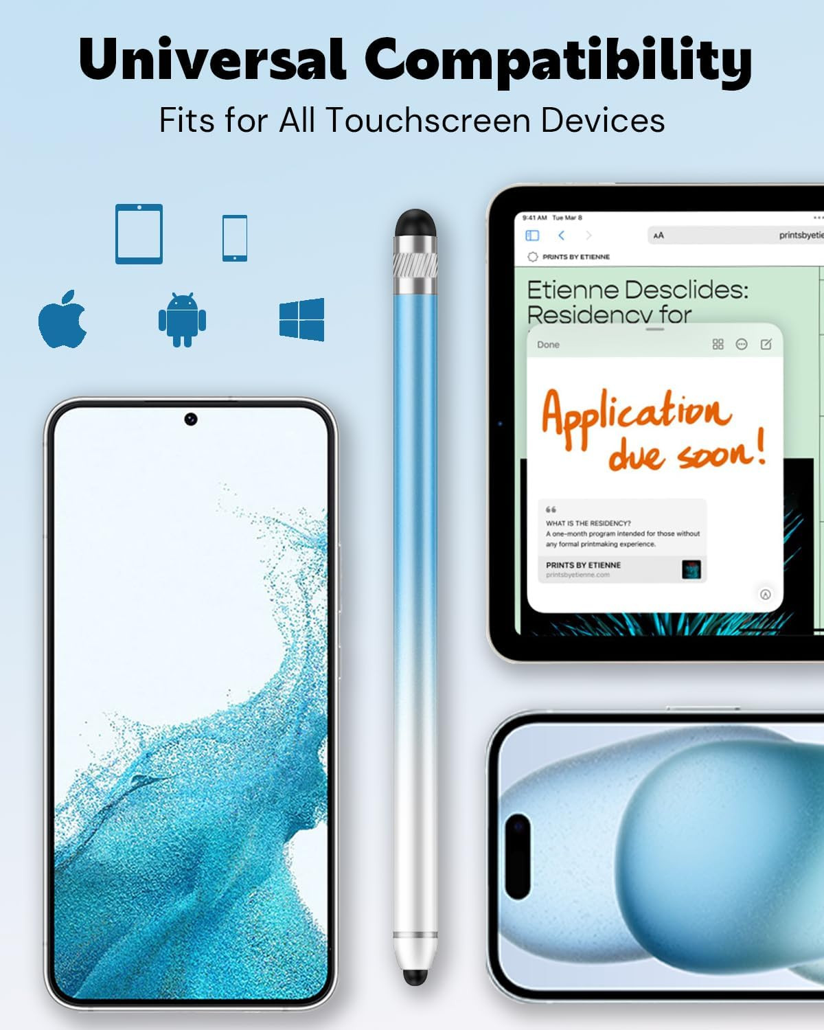 Stylus Pen for Touchscreen, Dual-End High Sensitivity Capacitive Stylus Pen for