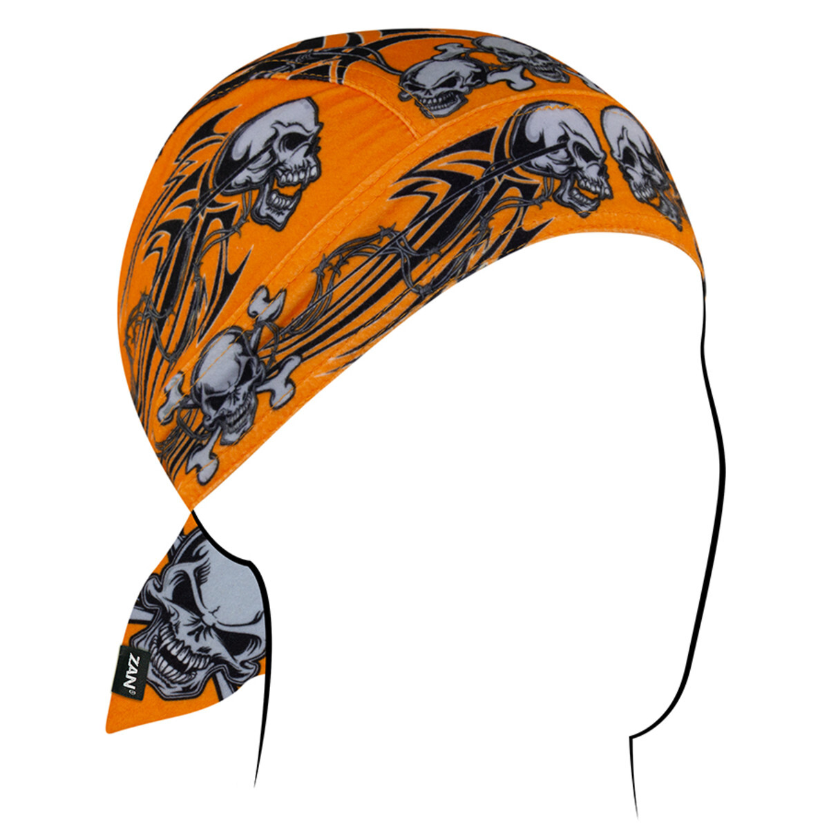 Zan® Flydanna® SportFlex® Orange Tribal Skull