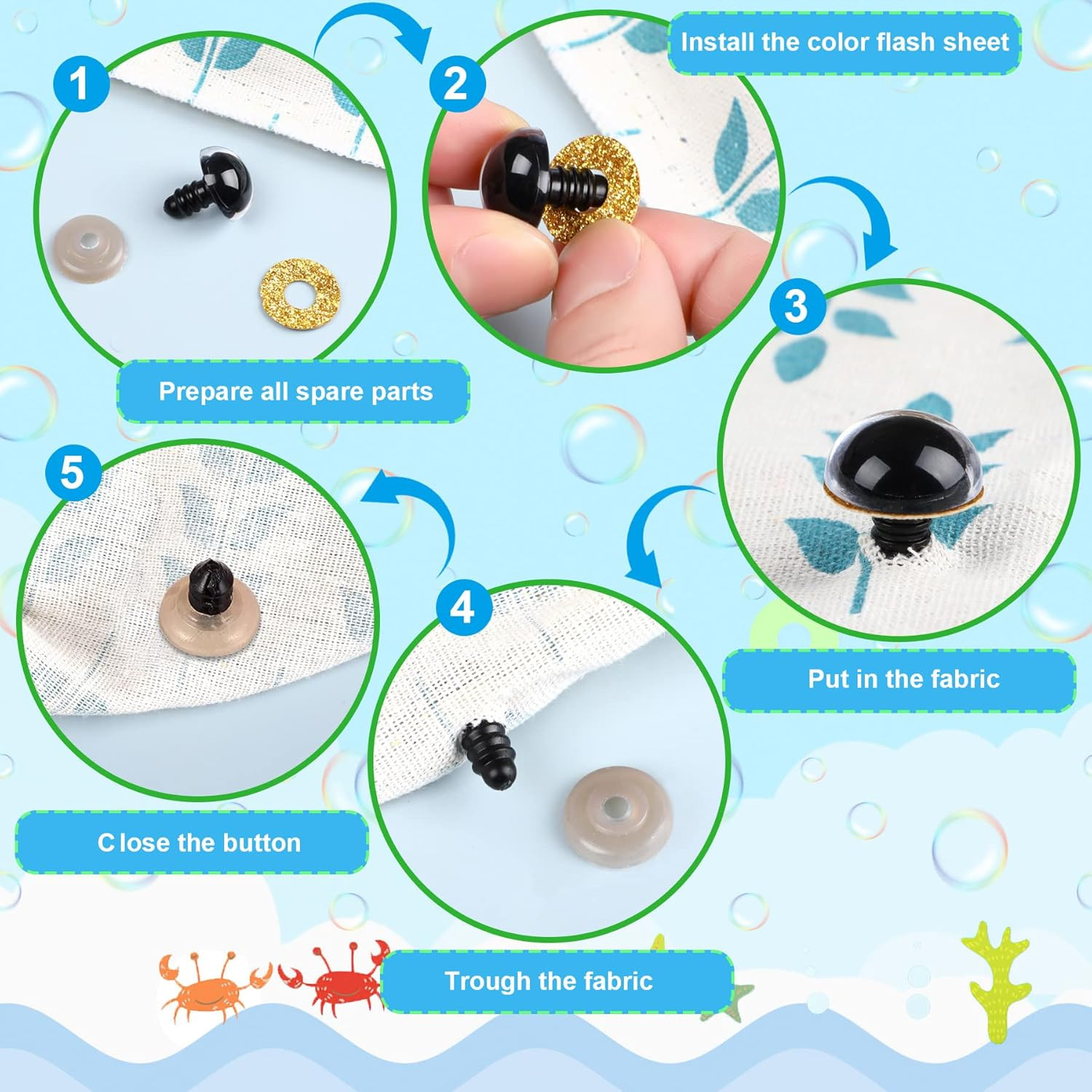 180Pcs Safety Eyes and Noses for Amigurumi Large Plastic Craft Crochet Eyes for