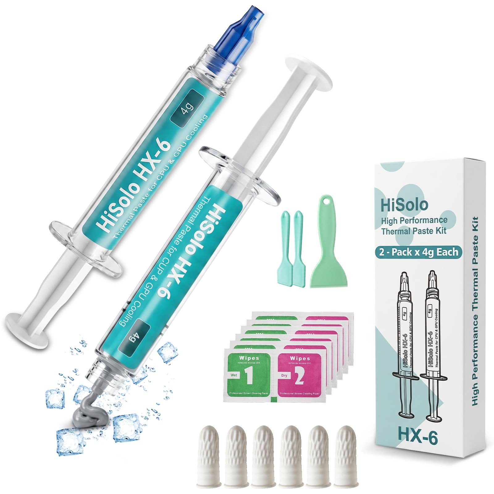 HiSolo 2 Pack 4g Each Premium High-Performance Thermal Paste Kit