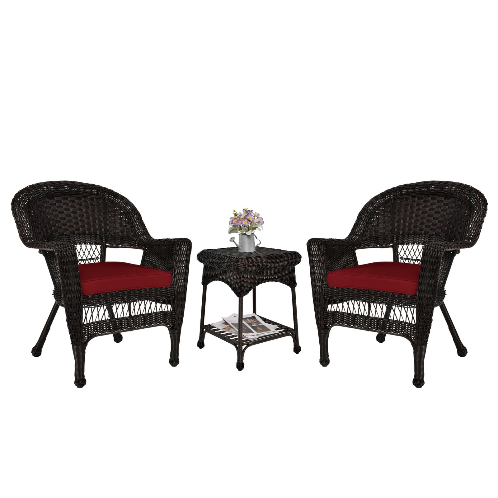 Outdoor Espresso Wicker End Table