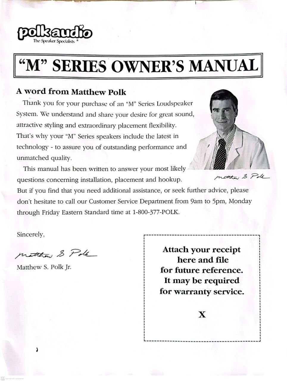 Polk Audio M Series Owners Manual