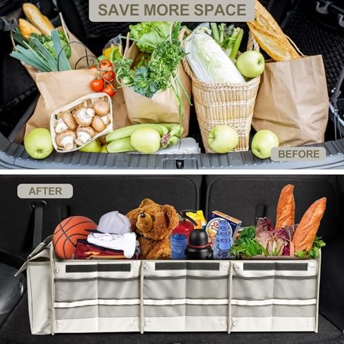 Car Trunk Organizer with Insulated Cooler Bag, Foldable & Waterproof Black