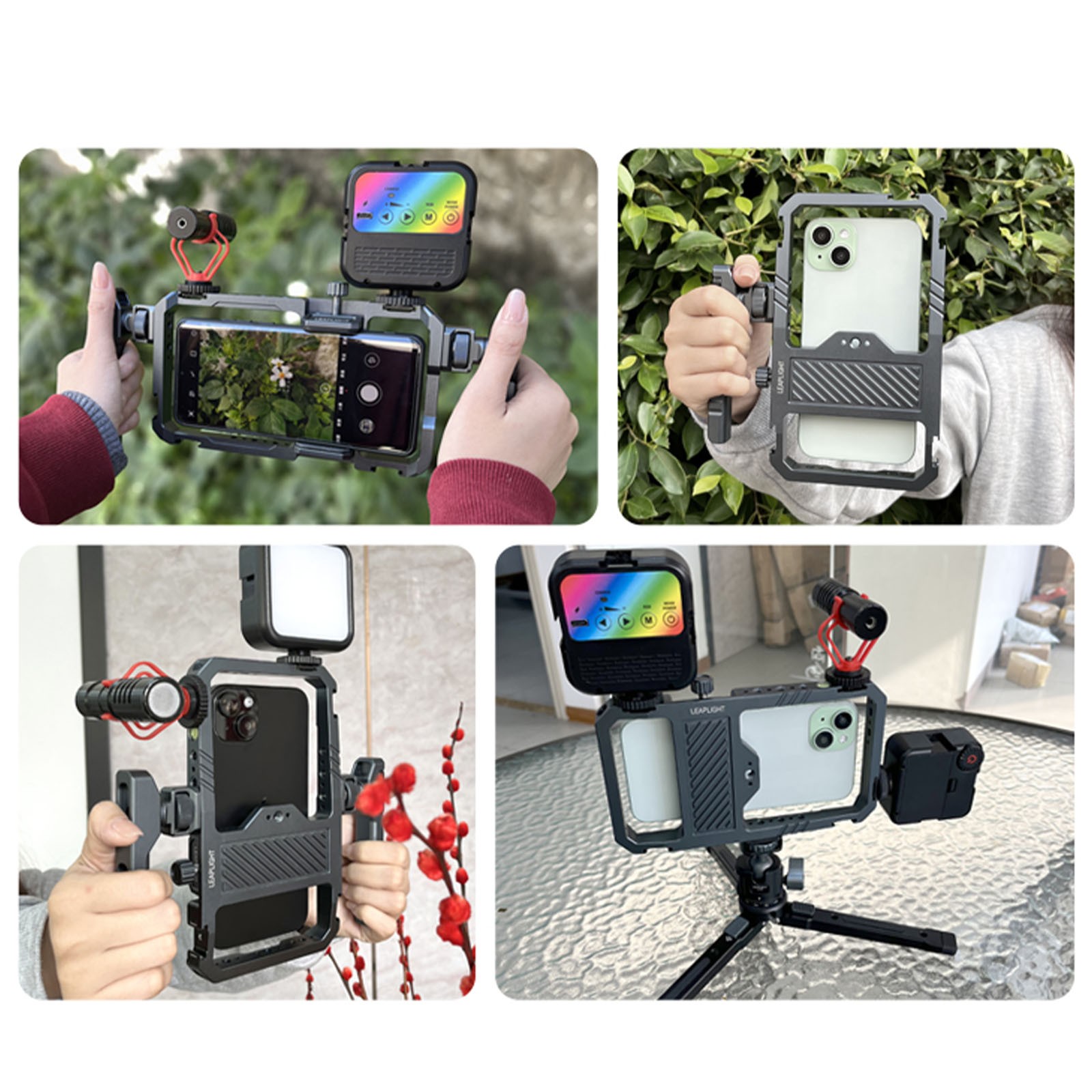 Universal Handheld Phone Cage Video Rig Stabilizer W/Adaps-Iphone 17 Pro Max US