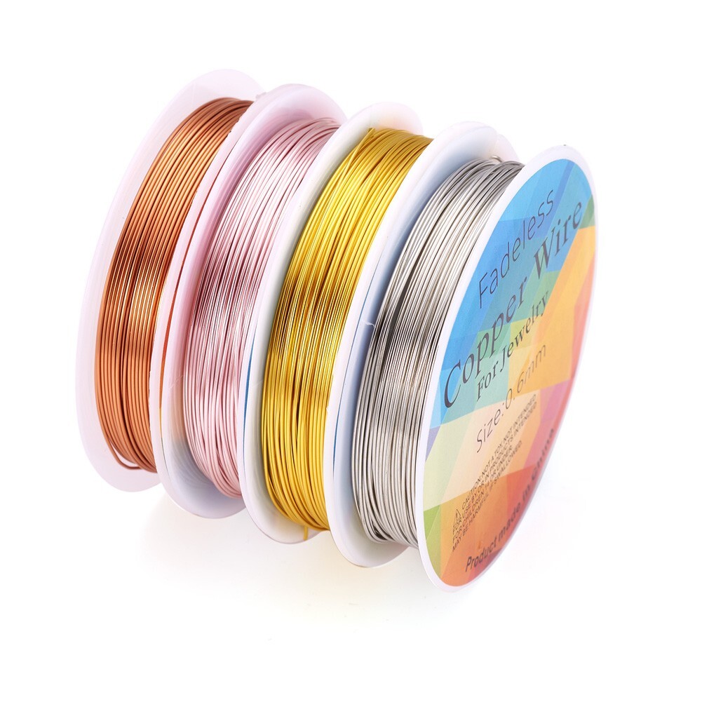 4Rolls 22 Gauge 0.6mm 4 Colors Copper Jewelry Wire For DIY Crafts Jewelry Making